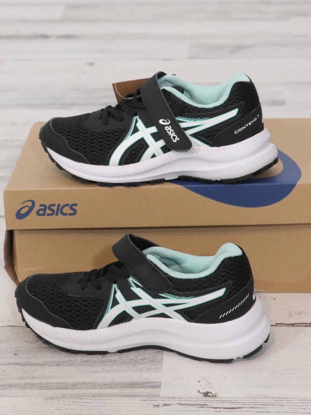 Asics Kids - Contend PS (Pre School) Size K 11 in Black/Fresh Ice New in box - Picture 4 of 10